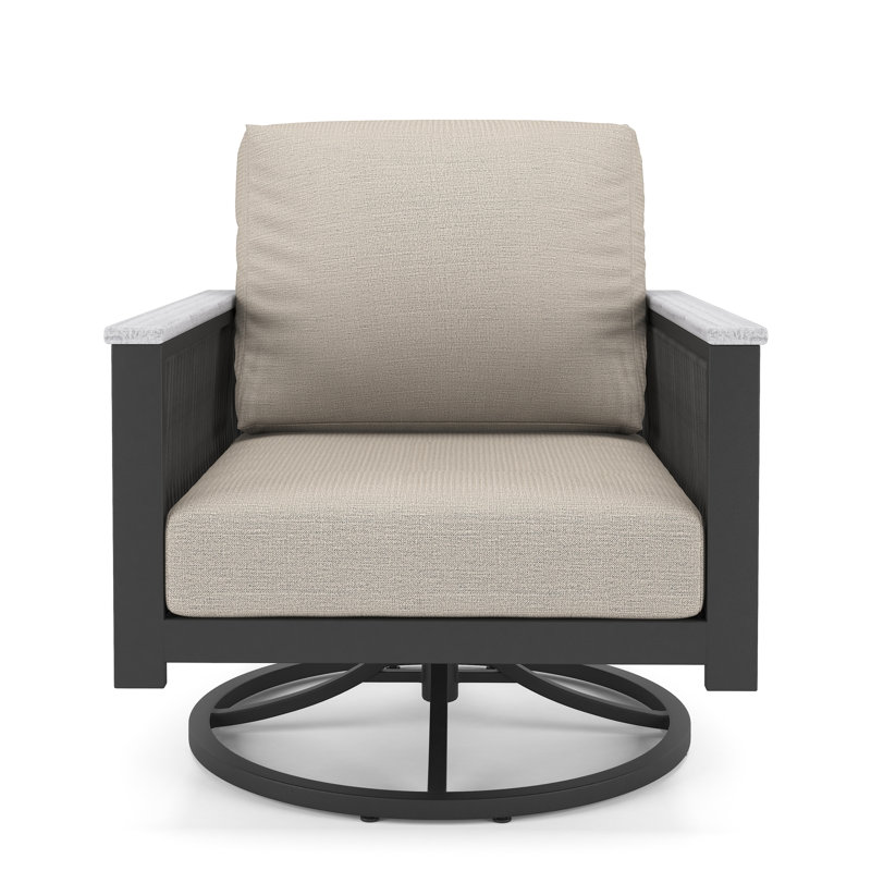 Chaise d'extérieur en métal doré avec coussin Townsend, Argent coulé Sunbrella®