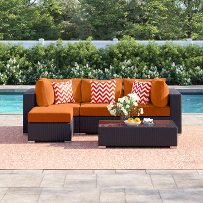 Convene 5 Piece Outdoor Patio Sectional Set