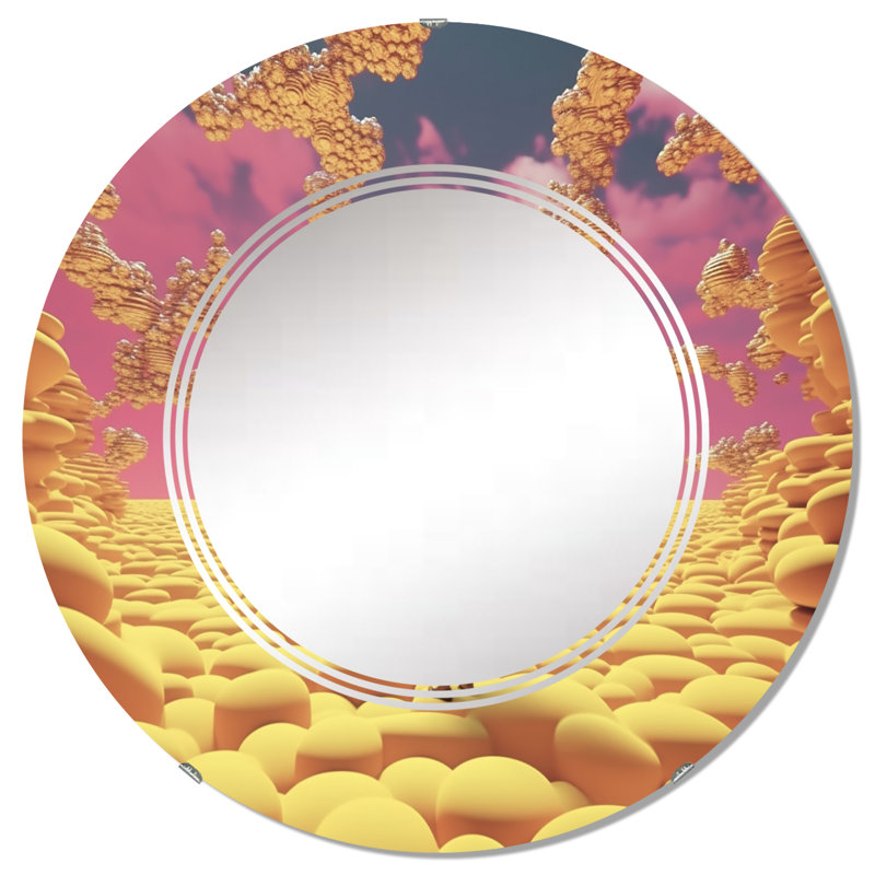 Portici - Miroir mural moderne rond, 32 po x 32 po