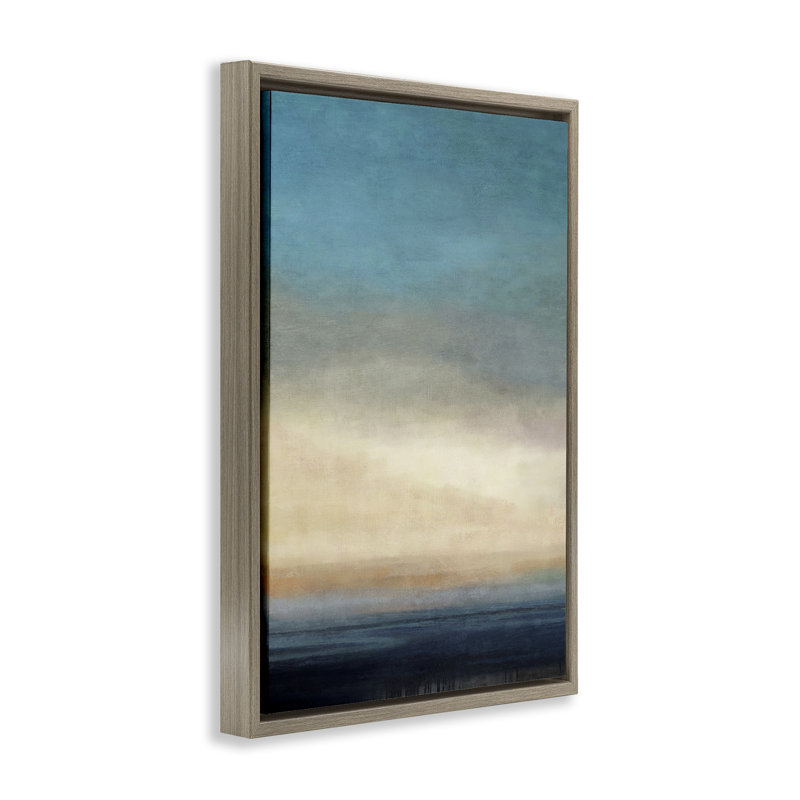 «Deep Blue Ocean», toile abstraite par Suzanne Nicoll, Cadre flottant orme Montalcino, H 25 po x l 17 po