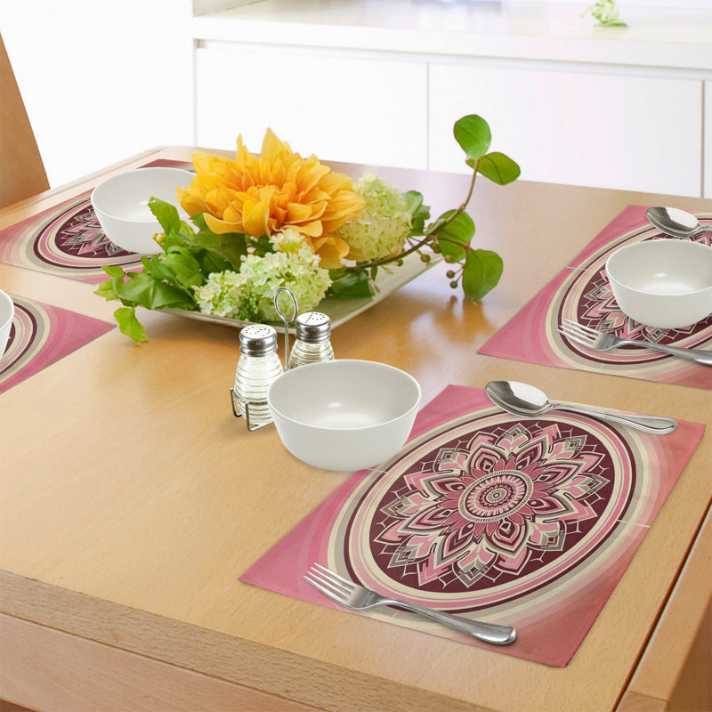 Ensemble de 4 napperons roses Ambesonne Boho Manadala