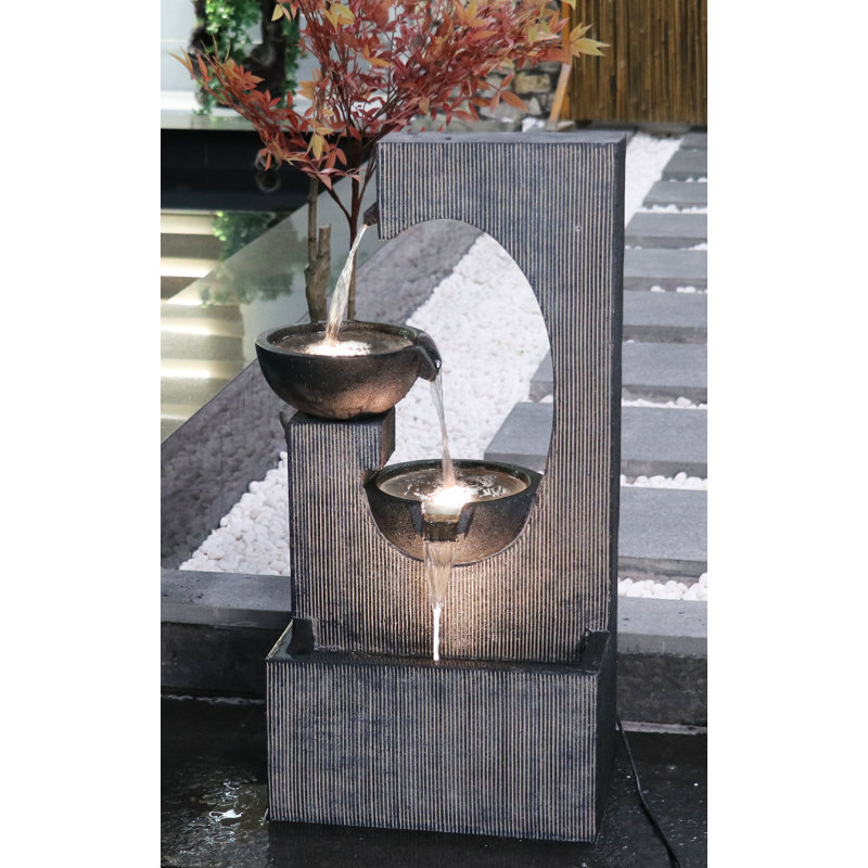 Handcrafted Outdoor Cascade Fountain with Lights