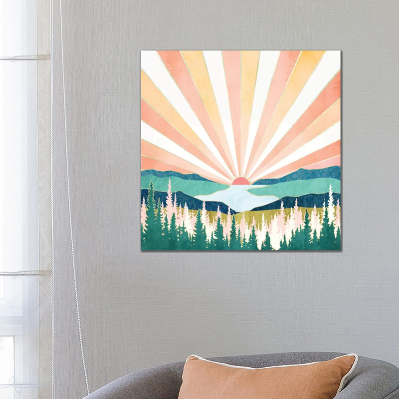 Coucher de soleil d'été - impression, 26" H x 26" W x 1.5" D, Toile tendue, Aucun mat