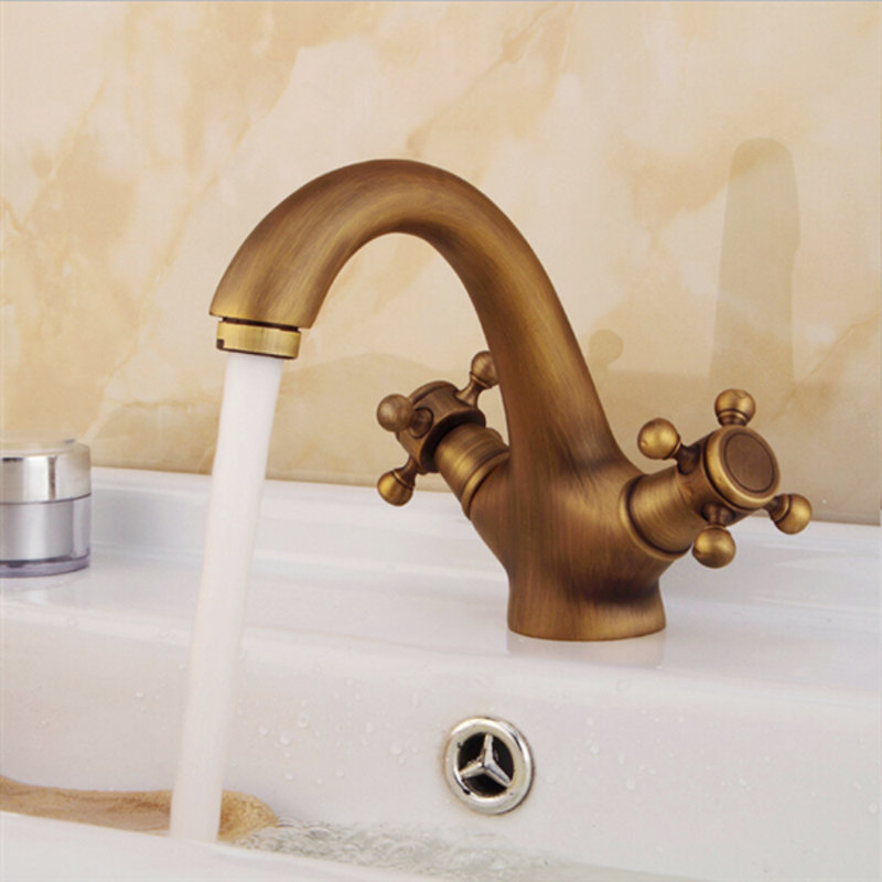 Venice Padua Antique Double Handle Bathroom Sink Faucet – Rubbed Oil Bronze Deck-Mount Fixture