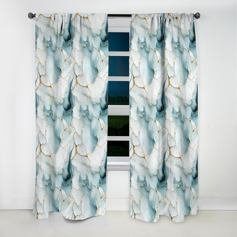Oriental Elegance Marble Motif I - Rideau occultant en marbre abstrait - 1 panneaux, L 52 po x L 63 po