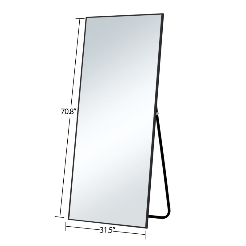 Miroir de plancher rectangulaire pleine longueur, Noir, H 70,87 po x l 23,62 po x P 1 po