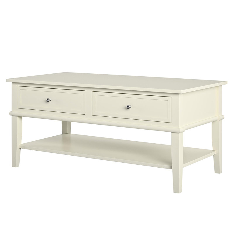 Denva Four Leg Coffee Table with Storage, White