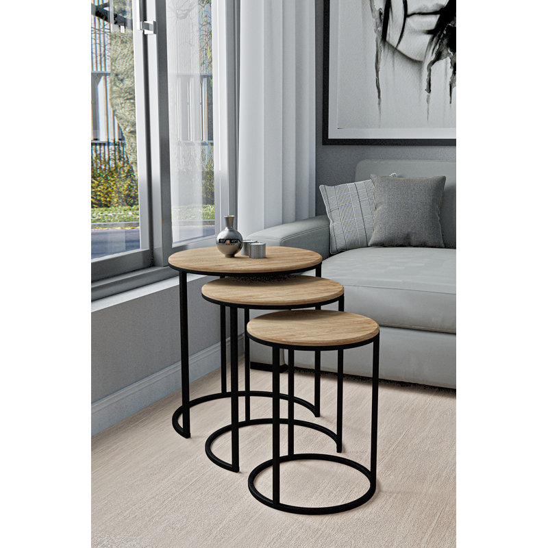 Table gigogne (3 pièces), Pin antique