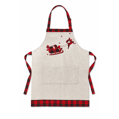 Tablier tartan-père noël avec tablier de rennes