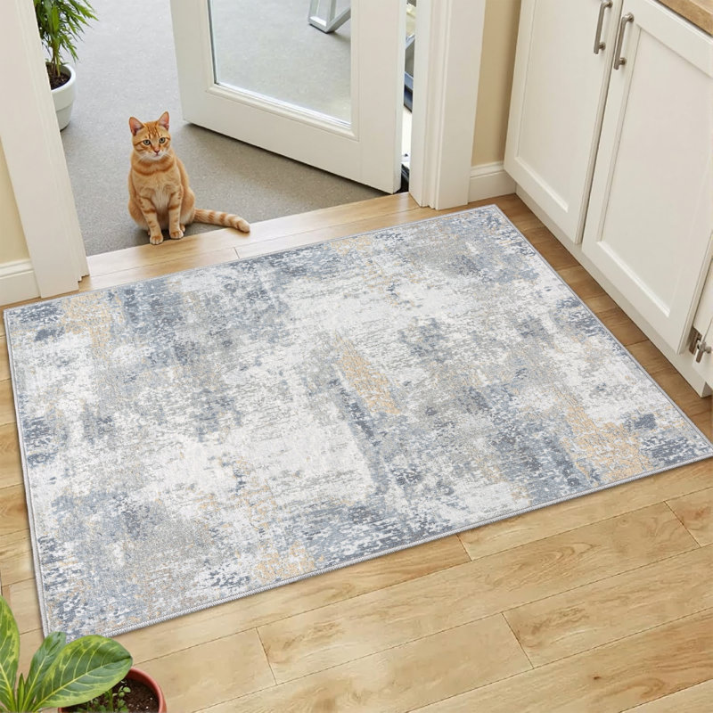 Tapis moderne lavable à la machine avec envers antidérapant, Rectangulaire 2 pi x 3 pi