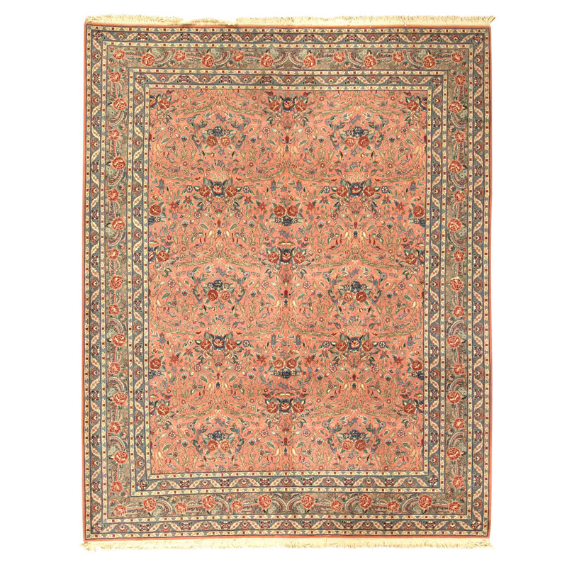 High-Quality Hand-Knotted Rose And Green Area Rug