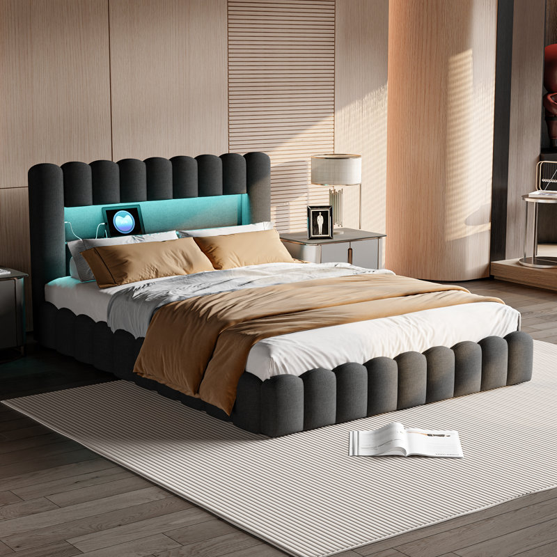 Ottoman Storage Bed, European Double (140 x 200 cm), Grey