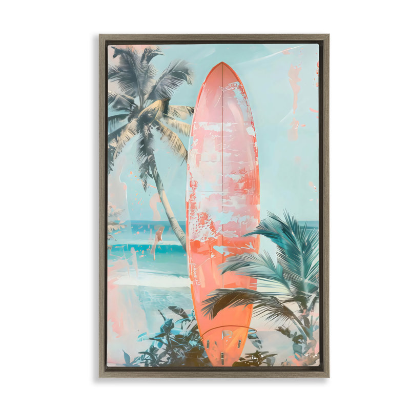 Cadre flottant moderne Peach Surf patiné, design par LSR Design Studio, H 25 po x l 17 po, Cadre flottant orme Montalcino