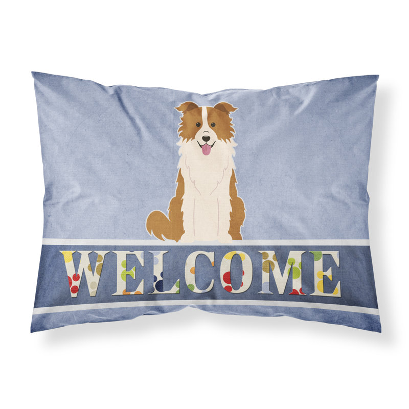 Taie d’oreiller welcome, Border collie roux et blanc