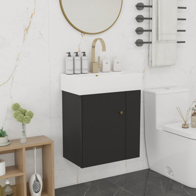 Meuble-lavabo flottant 21,6 po avec lavabo en céramique