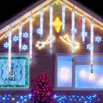 Lumieres de glacons de noel pour l'exterieur, 8 gouttes connectables,  etanches, suspendues, chasse, goutte de neige, LED, pluie de meteores,  decor