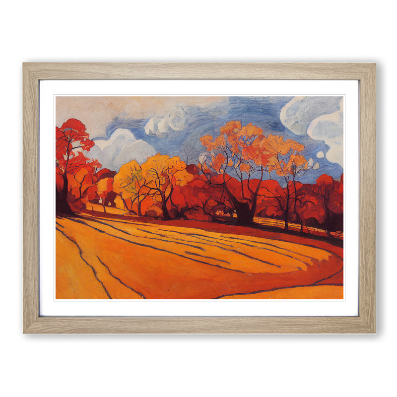 XH1022-8720X Surreal Autumn Forest - Single Picture Frame Print, 46cm H x 64cm W x 2cm D, Oak