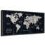 Œuvre d'art rétro vintage et noir et blanc carte du monde carte de navigation - impression sur toile encadrée-130478552