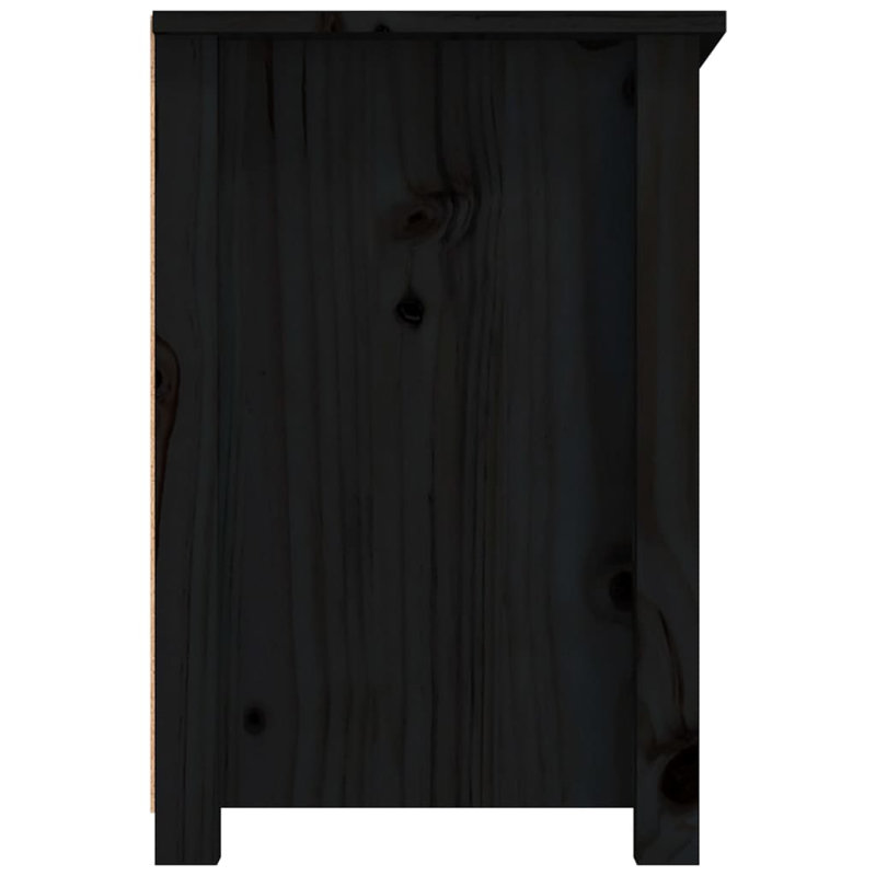 TV Cabinet Solid Pine Wood Large TV Cabinet Rectangular, Black, 20.5"H x 31.1"L x 13.8"W