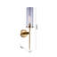 Applique murale 1 lumière en métal laiton antique avec abat-jour en verre transparent-26392609