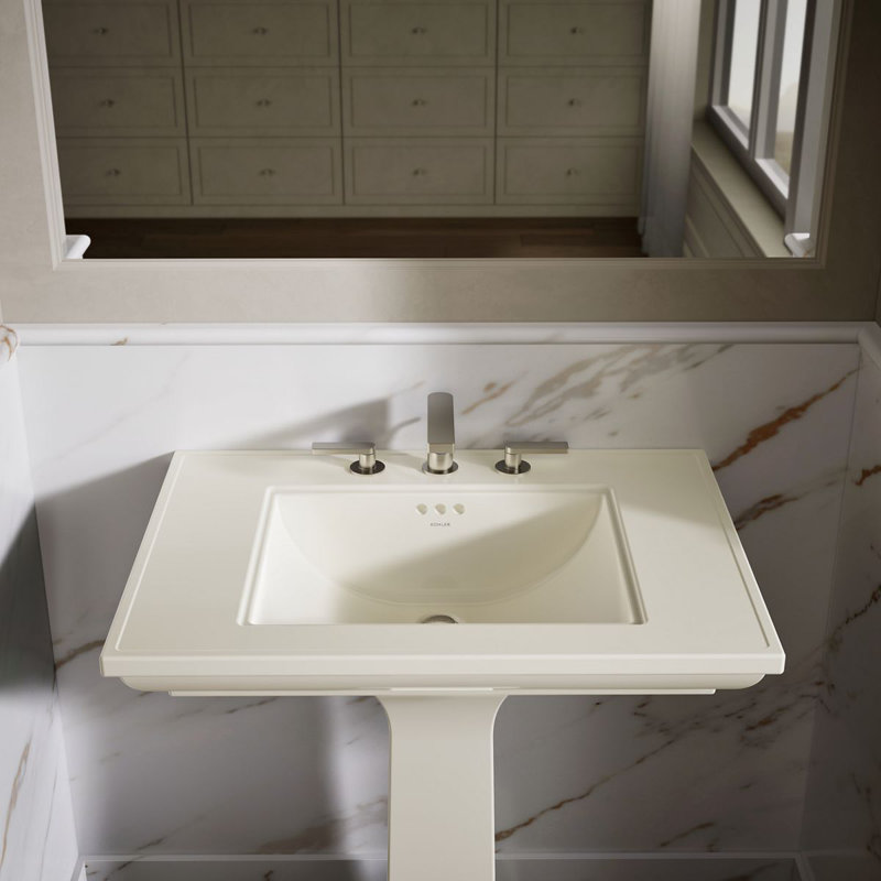 Memoirs® Stately 24" Pedestal Bathroom Sink with 4" Centerset Faucet Holes, Biscuit, 34.75" H x 22.19" W x 30.69" L