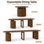 Table de salle à manger extensible de 112,3 cm à 337,3 cm pour 4 à 10 personnes, table ronde à ovale avec support central renforcé-19678814