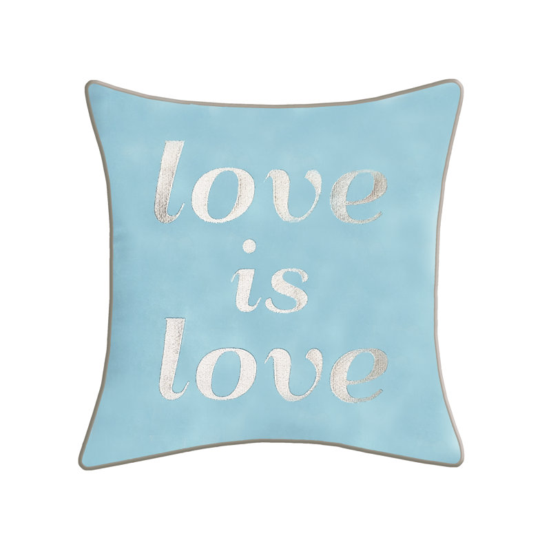 Edie@Home Embroidered Reversible Throw Pillow, Mineral Blue