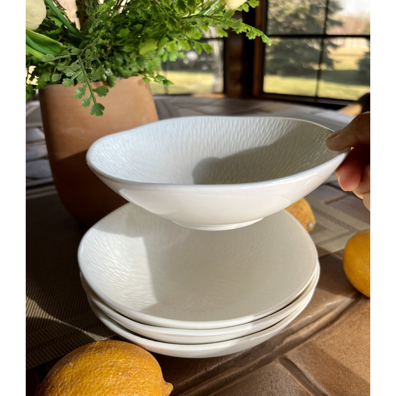 Light Rain Durable White Porcelain Cereal Bowl