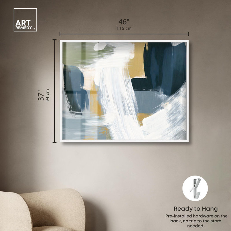 Décoration murale abstraite «Moss Layers III Shadowbox» par Art Remedy, H 37 po x l 46 po, Blanc