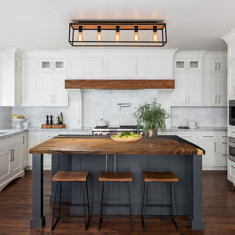 Plafonnier encastré 5 lumières Modern Farmhouse, H 9 po x l 39,4 po x P 7,9 po
