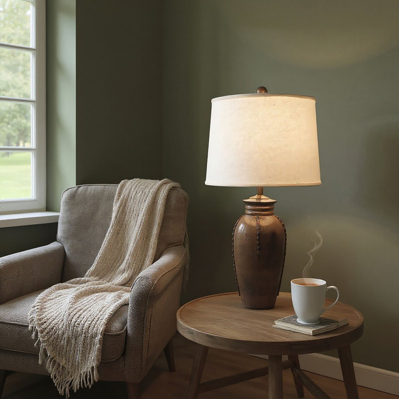 Lampe de table en pot de gingembre vieilli avec col et colonne