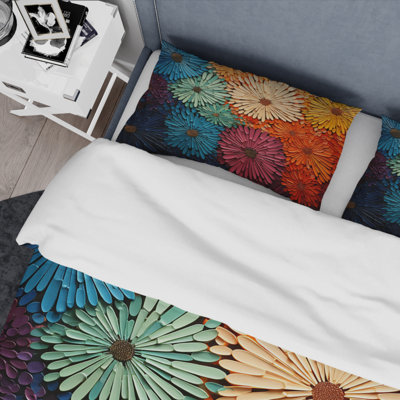 Modern Bedding Set of 4 - Mid Century Sunburst Serenade III Comforter Bedding Set