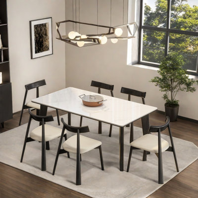 Solid wood rock plate modern dining table sets.