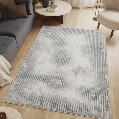 5 pi 3 po X 7 po et tapis gris, de style contemporain avec un design abstrait, convient aux sous-meubles avec une profondeur de 87 po et une largeur de 63 po, tache pour animaux de compagnie