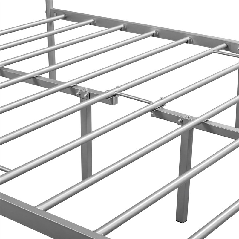 Graceful Scroll Platform Bed with Multiple Size and Color, Queen, Silver