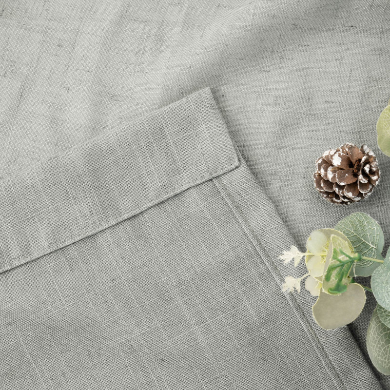 Paire de rideaux semi-transparents en lin, Gris, L 52 po x L 84 po