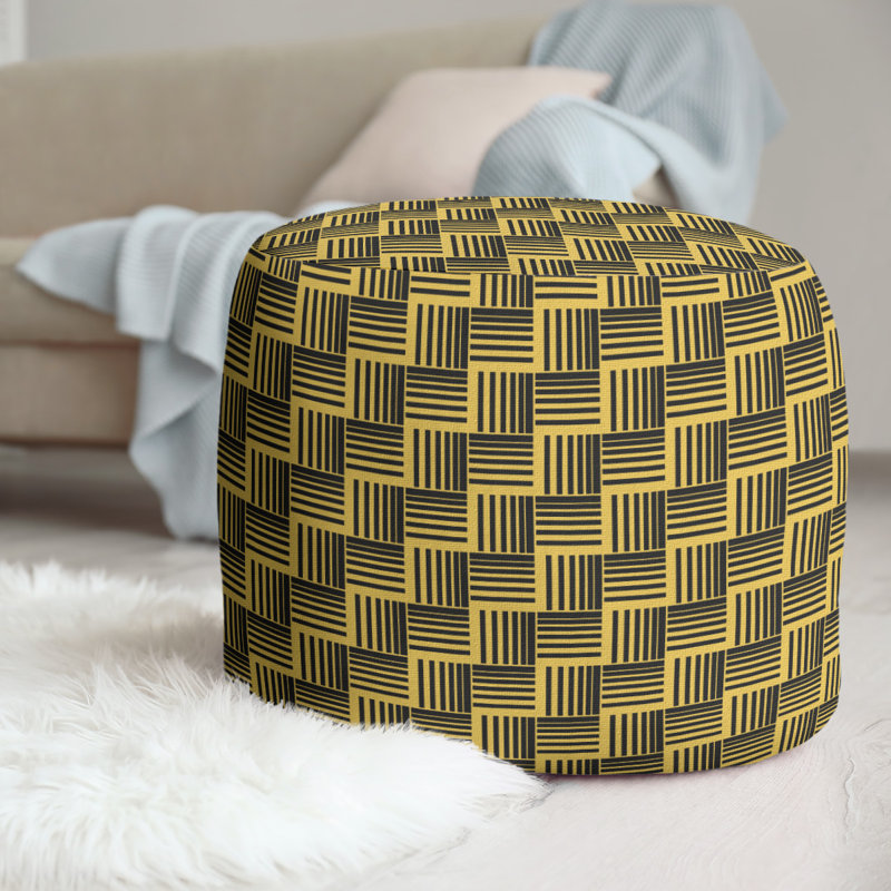 repose-pieds à rayures classic basketweave, Noir / jaune