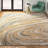 Samantha Abstract Handmade Tufted Wool Camel/Teal Area Rug-1011125115