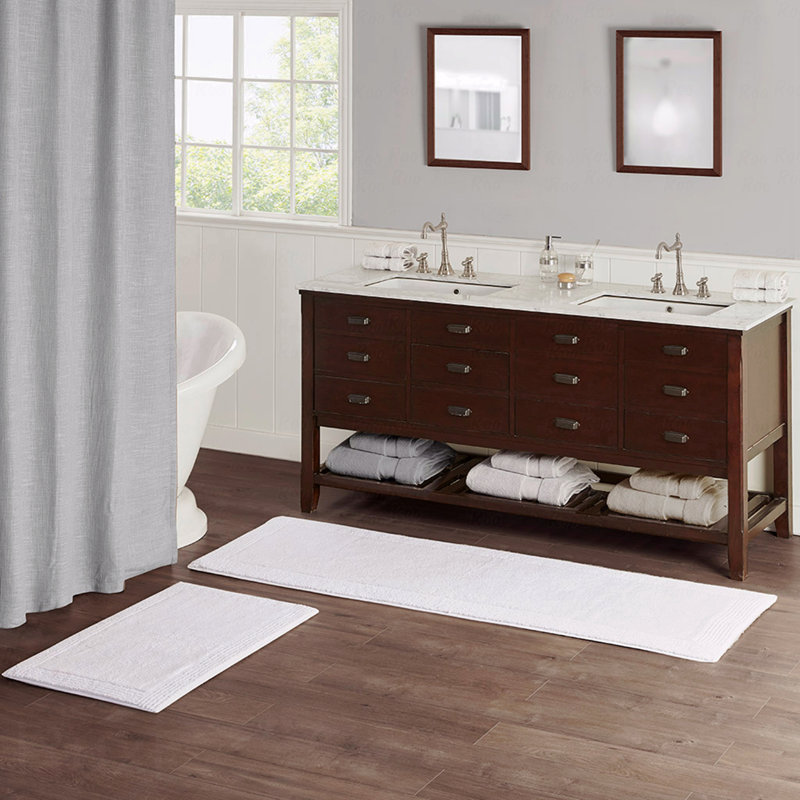 100% Cotton Tufted 3000 Gsm Reversible Bath Rug 21X34", Rectangle 1'9" x 2'10"