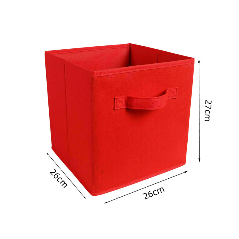 Fabric Foldable Storage Boxes Clothing Storage, Red