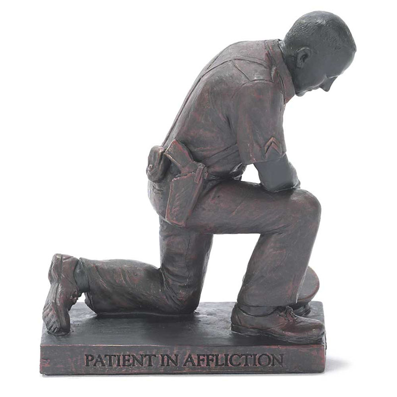 Antique Bronze Resin Police Officer Prayer Figurine