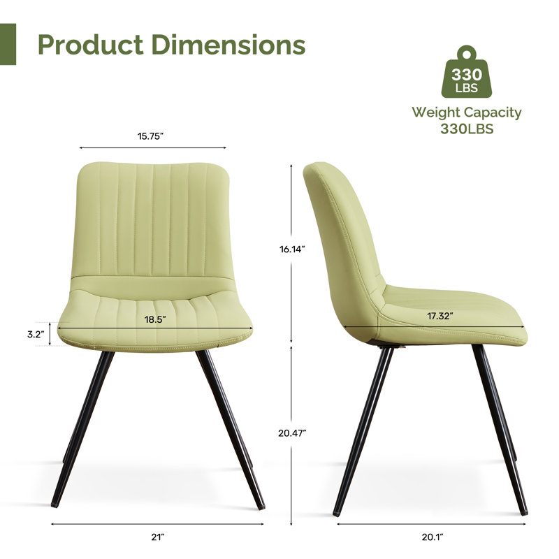 Chaise rembourrée en similicuir, Vert