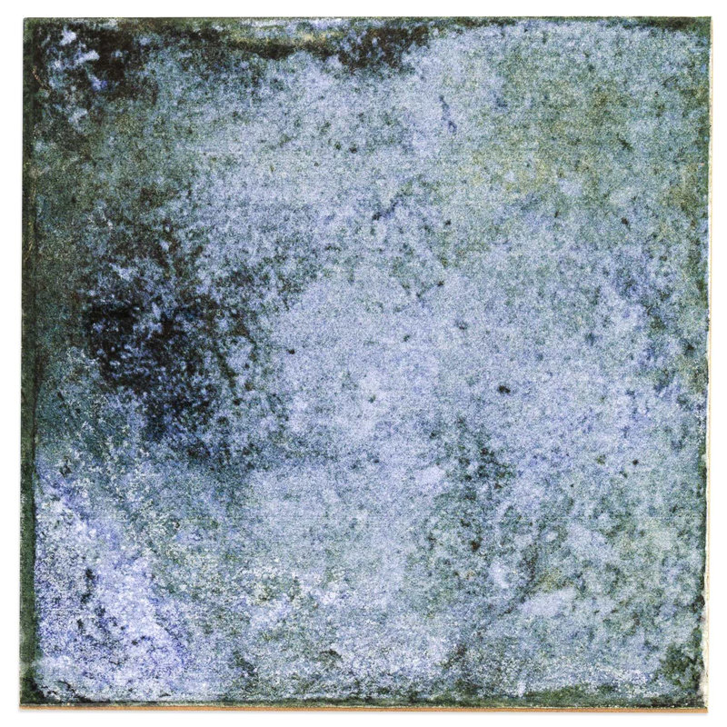 Angela Harris Dunmore 8x8 Polished Hand Painted Look Ceramic Tile, Blue