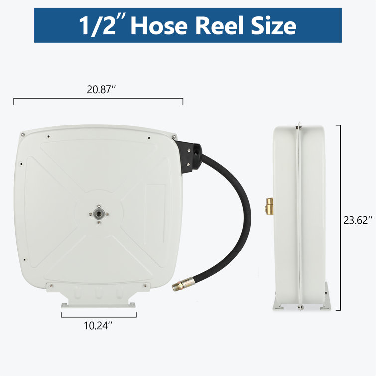 Oil Hose Reel Retractable 1/2 Inch x 50' Long Premium Commercial Hose  SAE100