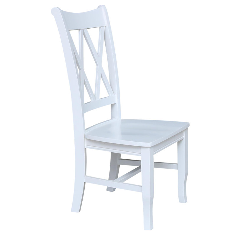 Chaise d'appoint en bois massif Audianna, Blanc