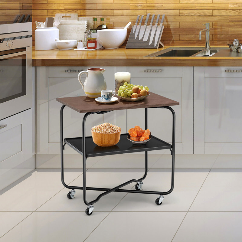 24'' H x 23.5'' W Utility Cart with Wheels, Brown/Black