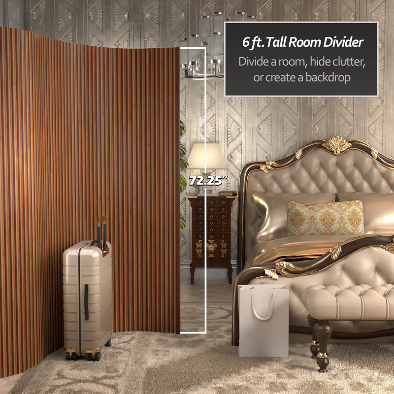 Siena Rolling Bamboo Room Divider, Triple Espresso, 6 ft. Tall