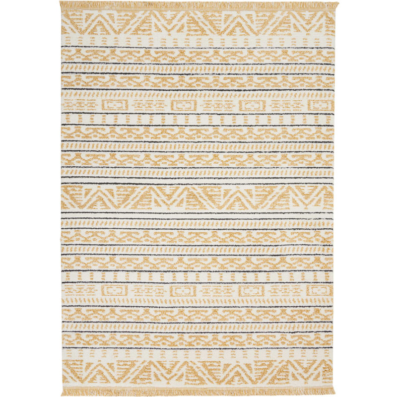 Tapis doré tribal marocain Genny, Rectangle 7 pi 10 po x 10 pi 6 po