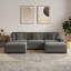 Canapé modulaire rembourré en velours côtelé gris clair 5 pièces Milbrey avec repose-pieds et coussins décoratifs Milbrey-799372312