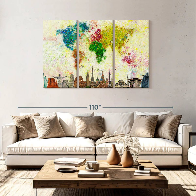 Carte du monde Aliaz Paint Splash, H 48 po x l 74 po